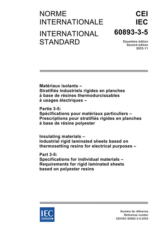 Cover IEC 60893-3-5:2003